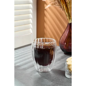 Stripe Çift Cidarlı Bardak - Şeffaf - 350 ml