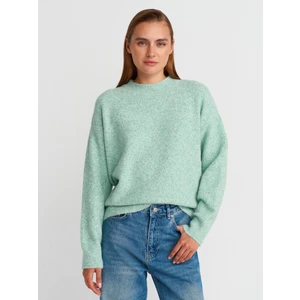 10640 Bisiklet Yaka Yumuşak Dokulu Triko Kazak-Mint