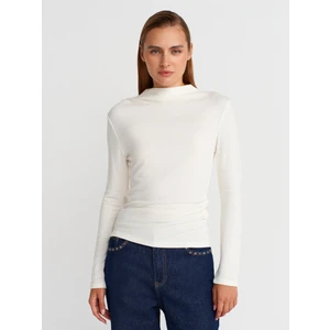 32139 Büzgülü Uzun Kollu Top-Ekru