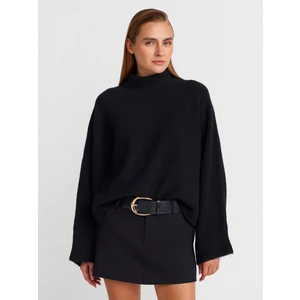 10817 Yumuşak Dokulu Yarasa Kol Triko Kazak-Siyah