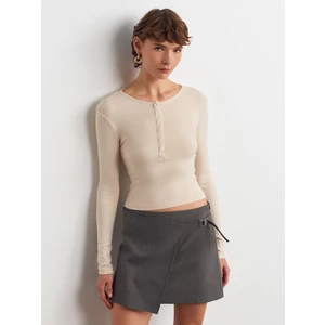 31442 Uzun Kollu Çıtçıt Düğmeli Top-Taş