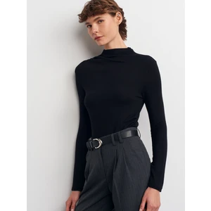 32139 Büzgülü Uzun Kollu Top-Siyah