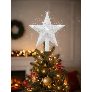 Deniz Party Store Yılbaşı Çam Ağacı Tepeliği Büyük Boy Yeni Yıl Christmas Simli Beyaz Yıldız Tepelik 1 Adet