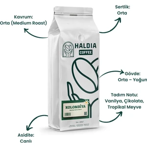 Haldia Coffee Kolombiya Espresso Kahve Blend 1000GR. | Arabica | Orta Kavrum | Yoğun Gövde, Dengeli Tat