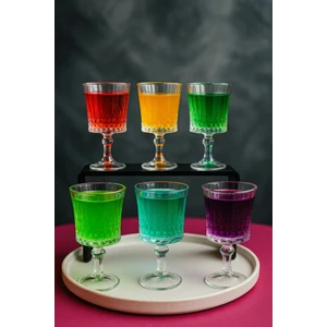 6'lı Cam Ayaklı Kahve Yanı Su Bardağı Bardak 120 ml