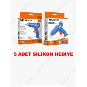 Metal Uçlu-Düğmeli-40W-190C 11MM Çapında Kalın Sıcak Mum Silikon Tabancası+5 Silikon Hediye