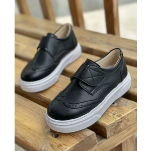 Surpie Shoes Erkek Çocuk Klasik Günlük Ayakkabı Kalın Taban Cırtlı Bağlama ile Konforlu