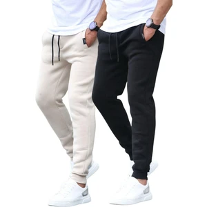 Bej/siyah Basic 2'li Paket Erkek Eşofman Altı E7444