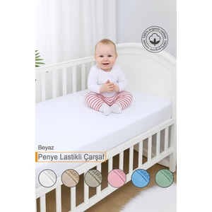 Vionel Home %100 Pamuk Penye, Lastikli Full Kenar Bebek Çarşafı,  Organik Pamuk, Anne Yanı, Çocuk Beşik Çarşafı