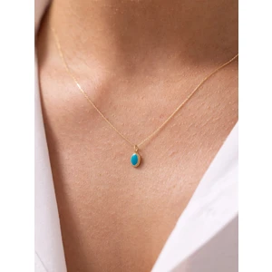 Gökyüzü Ruhu Turkuaz Taşlı 14 Ayar Altın Kolye