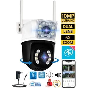 Okam PRO3012 Çift Kameralı 10MP Hareket Takipli Gece Sensörlü Çift Siren Su Geçirmez Wifi Ip Kamera