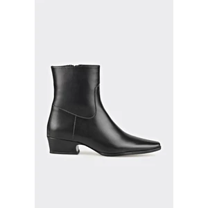 Siyah Deri Kadın Klasik Bot