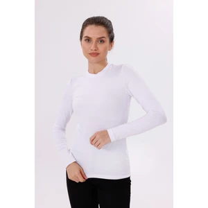Kadın Beyaz Uzun Kol Body - Bisiklet Yaka
