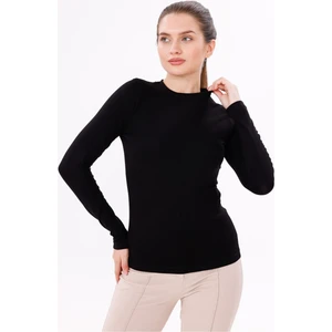 Kadın Siyah Uzun Kol Body - Bisiklet Yaka