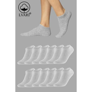Unisex 12 Çift Pamuklu Gri Kısa Çorap Patik Çorap