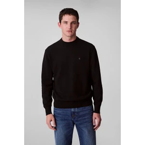 Erkek Regular Fit Monogram Nakışlı Kazak - Siyah