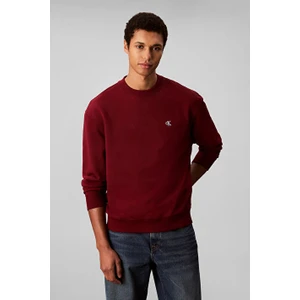 Erkek Regular Fit Monogram Nakışlı Sweatshirt - Bordo