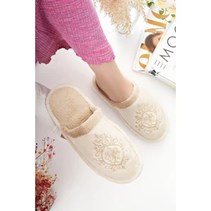 Kadın Ev Terliği Peluş Yıkanabilir Içi Yünlü Kürklü Terlik Misafir Çeyiz Bohça Gelin Terliği