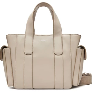 Kadın Yanları Cepli Çıkarılabilir Askılı Tote El Çanta - Ekru