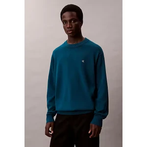 Erkek Regular Fit Monogram Nakışlı Kazak - Petrol Mavisi