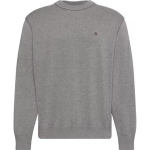 Erkek Regular Fit Monogram Nakışlı Kazak - Gri