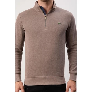 Fermuar Yaka  Dar Kesim  Kahverengi  Erkek Triko