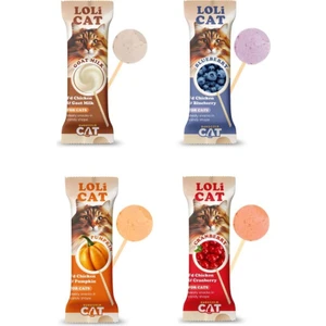 Lolicat Kedi Ödül Lolipop, Tavuklu ve Keçi Sütlü, Balkabak, Kızılcık ve Yaban Mersinli  4 Adet Karışık
