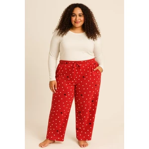 Kadın Büyük Beden 401 Cepli Polar Tek Alt Kırmızı