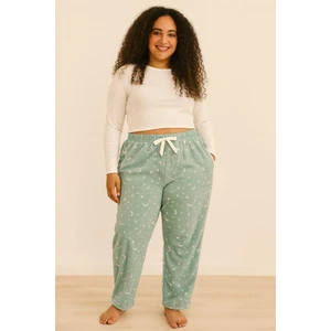 Kadın Büyük Beden 401 Cepli Polar Tek Alt Yeşil