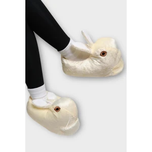 Peluş Tavşan Figürlü Kaymaz ve Ses Yapmaz Ev Panduf Sarı