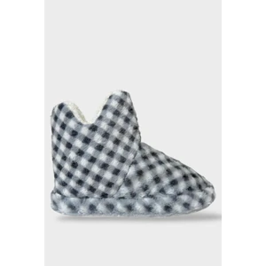 Kadın Piti Kareli Ev Botu Panduf Siyah