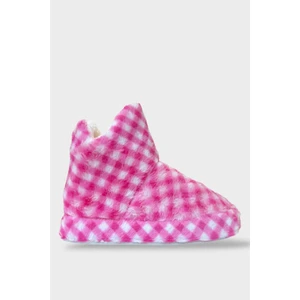 Kadın Piti Kareli Ev Botu Panduf Pembe