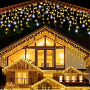 Dış Mekan Saçak LED Flaşlı 4 Metre Su Geçirmez Gün Işığı Eklemeli Çakarlı Sarkıt Yılbaşı Yeni Yıl