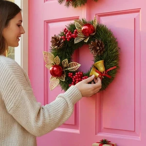 Yılbaşı Kapı Süsü Kapı Çelengi 24 cm Yılbaşı Kokinalı Kozalaklı Çelenk 240844