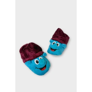 Şirin Çocuk Panduf Ev Pandufu Ev Ayakkabısı Ev Botu Kreş Okul Ayakkabısı Mavi - Bordo