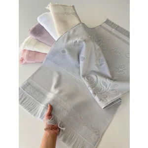 Mysoft Gri - 50*90 Etamin ve Kanaviçe Işlemelik Havlu