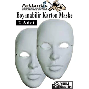 Maske Boyama 2 Adet Boyanabilir Karton Maske Lastikli Insan Yüzü Suratı Yerli Üretim Okul Sınıf Etkinlikleri Hobi