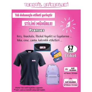 Prenses Modeli Kreş Anaokulu Ilkokul Kıyafet Eşya Yaka Ense Isim Etiketi 57 Adet