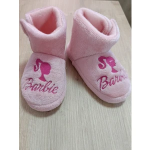 Kız Çocuk Pembe Panduf Barbie Figürlü Ev Patiği