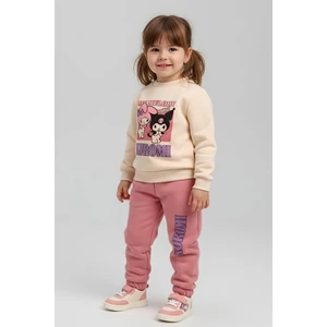 Kuromi Baskılı Kız Çocuk Eşofman Takımı – Üçiplik Şardonlu, 2li Takım, Sweatshirt+ Alt Eşofman