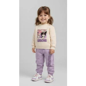 Kuromi Baskılı Kız Çocuk Eşofman Takımı – Üçiplik Şardonlu, 2li Takım, Sweatshirt+ Alt Eşofman