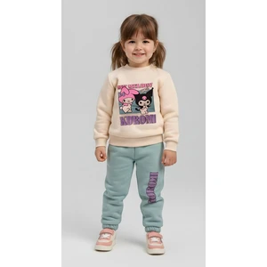 Kuromi Baskılı Kız Çocuk Eşofman Takımı – Üçiplik Şardonlu, 2li Takım, Sweatshirt+ Alt Eşofman