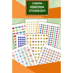 7 Sayfa Öğretmen Sticker Seti Öğrenci/ Ödül/ Ödev Stickerı/a4 Boyutu