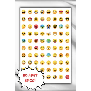 Karışık Emoji, Duygu ve Yüz Ifadesi Sticker Seti, 80 Adet