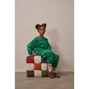 Yeşil Asimetrik Cep Detaylı Oversize Çocuk Alt Üst Takım