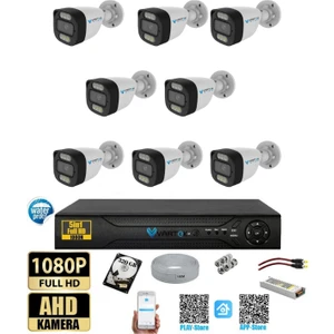 8 Kameralı Güvenlik Kamera Seti 5mp 1080P Full Hd Tam Renkli Gece Görüş Dvr Kayıt Cihazlı Tak Çalıştır Sistem