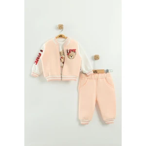 Kız Bebek Ayı Love Nakışlı 3'lü Eşofman Takım (9-12-18 Ay)