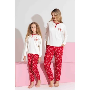 Anne-Kız Kombin Yapılabilir Uzun Kollu Interlok Aile Bağı Pijama TAKIMI-3198