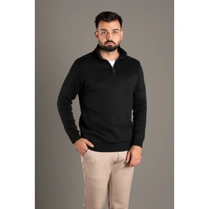Zeki Özer Erkek Siyah Fermuarlı Dik Yaka Triko