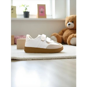 Unisex Rahat Tabanlı Hafif Esnek Ortopedik Cırtlı Günlük Çocuk Sneaker Spor Ayakkabı - Beyaz